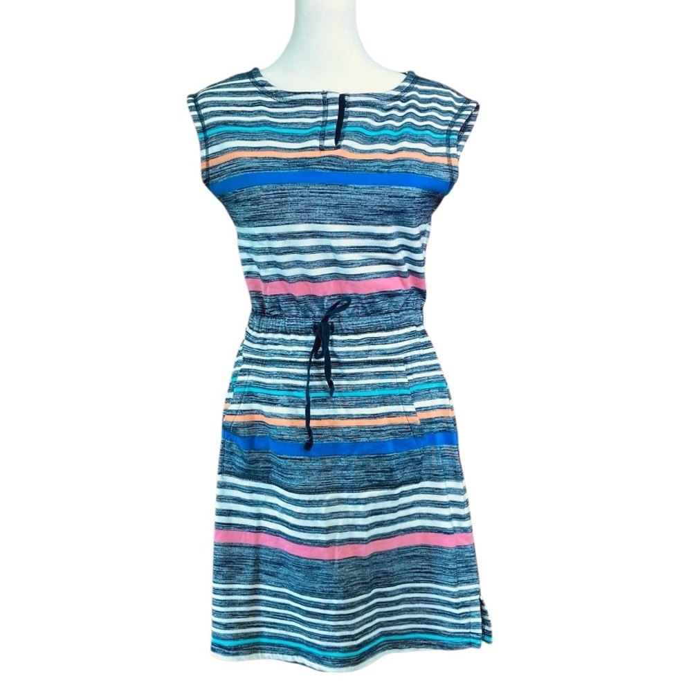 Talbots Multi-Color Stripe Drawstring Waist Sleev… - image 2